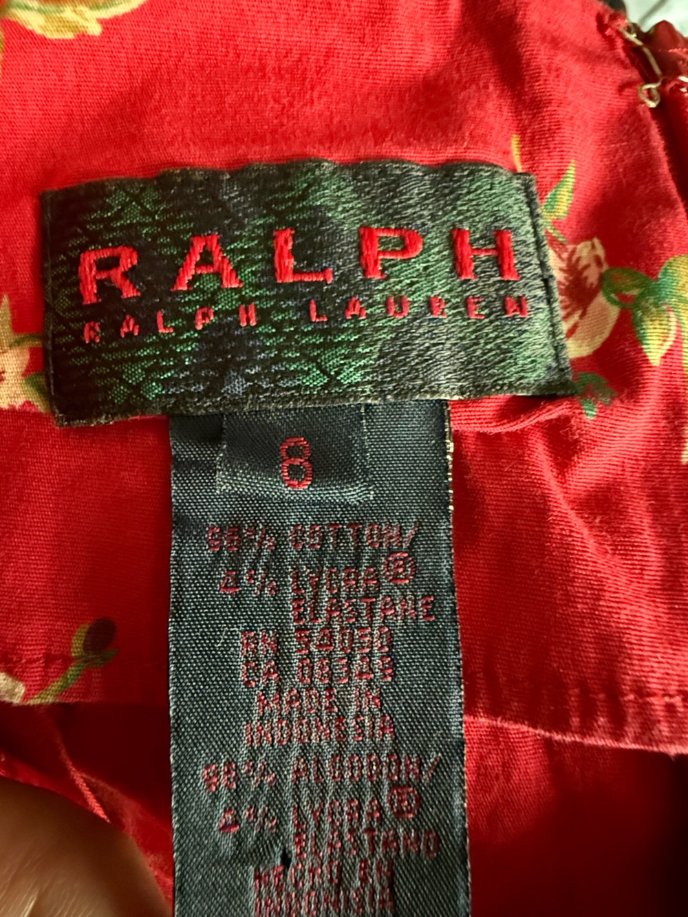 Ralph Lauren Red Floral 96% Cotton Picnic Dress - Picture 8 of 9
